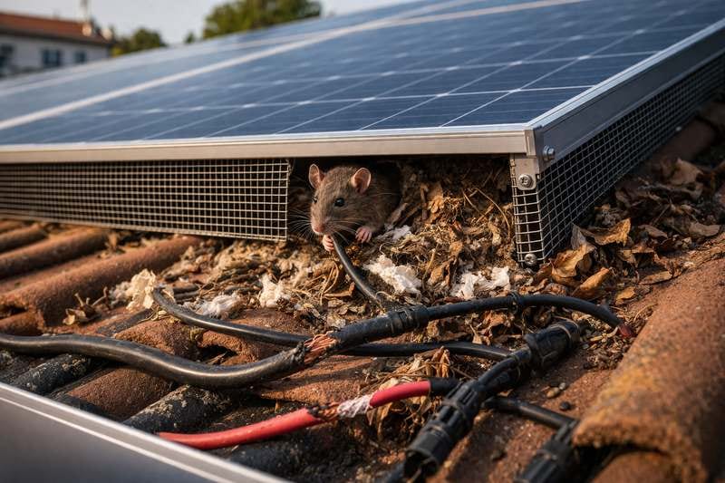 foto topi sotto un pannello solare