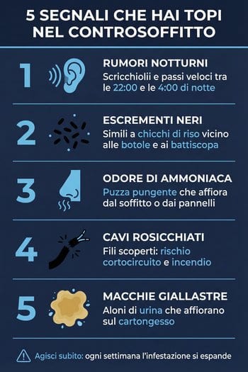 Riconoscere i segnali di topi nel controsoffitto