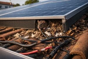 foto topi sotto un pannello solare