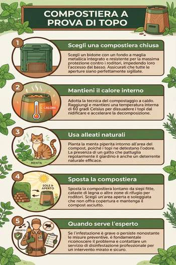 infografica agire contro topi nella compostiera