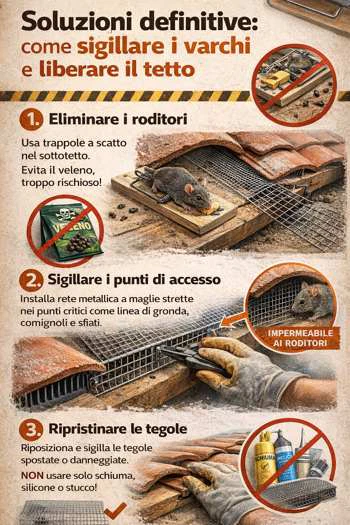 infografica cosa fare contro topi nel tetto