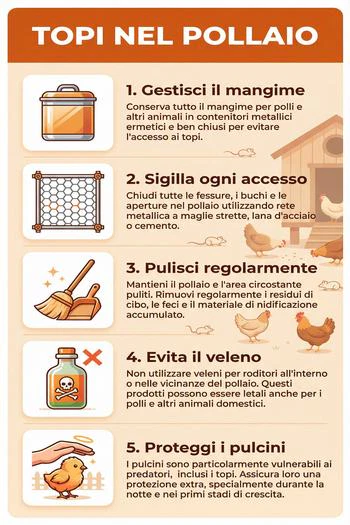 Infografica cosa fare se hai topi nel pollaio